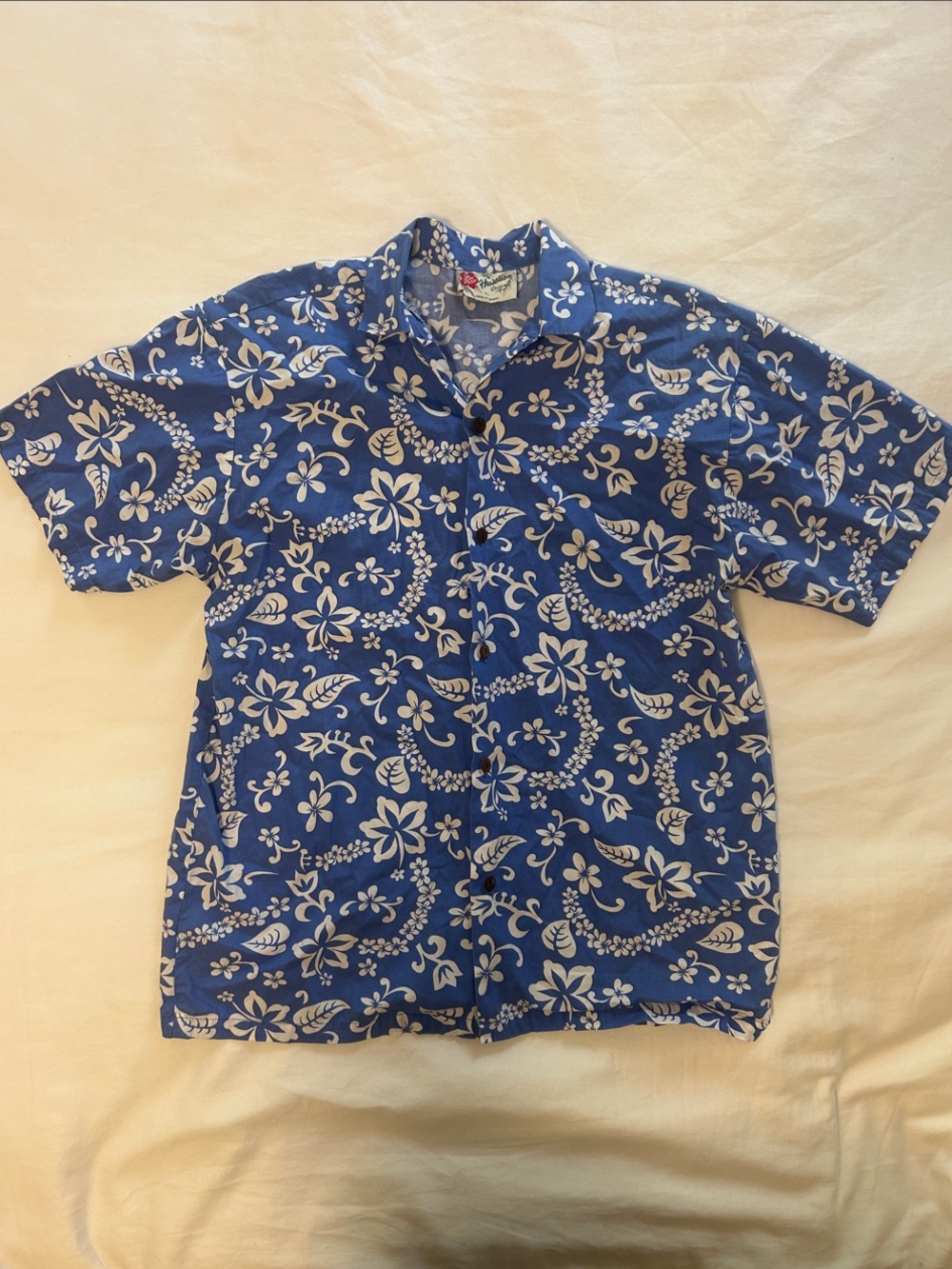 Vintage Women’s XL (14/16) Hilo Hattie Blue Hawaiian Button Up Shirt